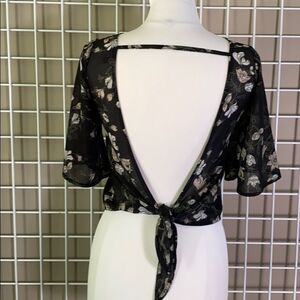 Aeo don’t Ask Why Floral Chiffon Tie Back Blouse